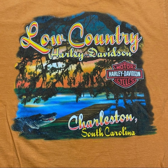 Harley Davidson Men’s Orange Tee Size Medium - Picture 7 of 7